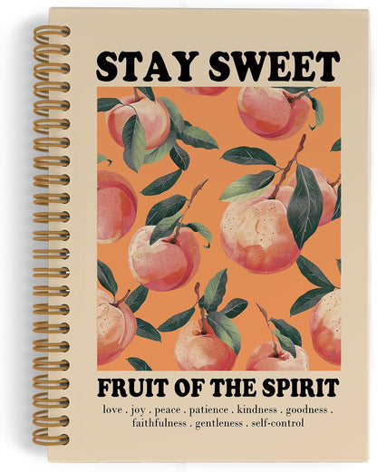 Fruit of the Spirit Peach Spiral Notebook, Peach Christian Journal Notebook, Bible Verse Scripture Notebooks for School Work, Christian Office Supplies Gifts for Women Men, 5.5x8.3 Inch