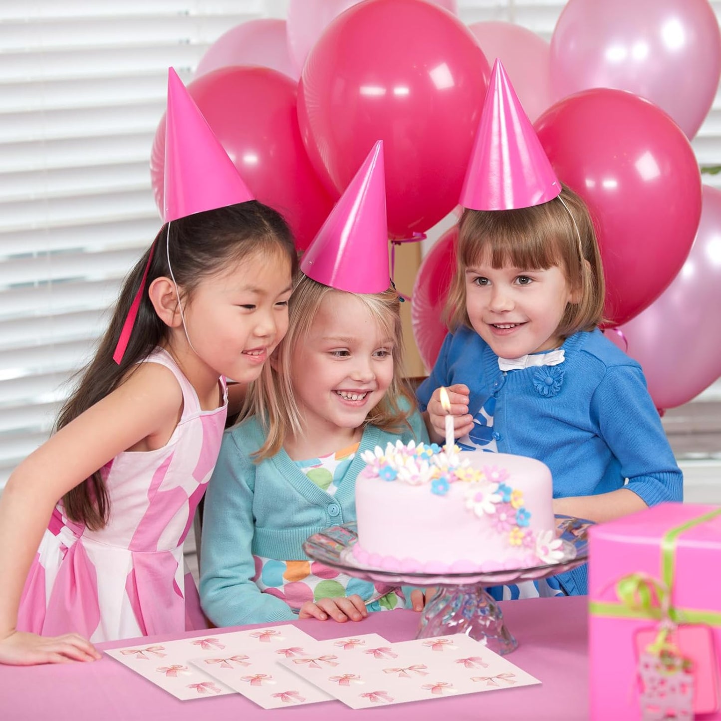 50 Pcs Pink Bow Napkins Party Supplies Decorations, 6.5Inch Pink Paper Luncheon Cocktail Napkins Disposable Tableware Supplies for Coquette Girls Birthday Bridal Engagement Baby Shower Tea Party