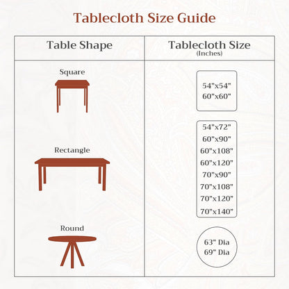 Table Cloth Round Table Reusable 100% Cotton 69" Diameter