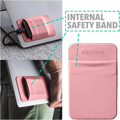 Portable Hard Drive Sleeve for Laptop - SSD Solid State Drive - Reusable Adhesive - 5” x 3.2” Stick on External Hard Drive Carrying Case - Travel Pocket Pouch (Small, Pink)