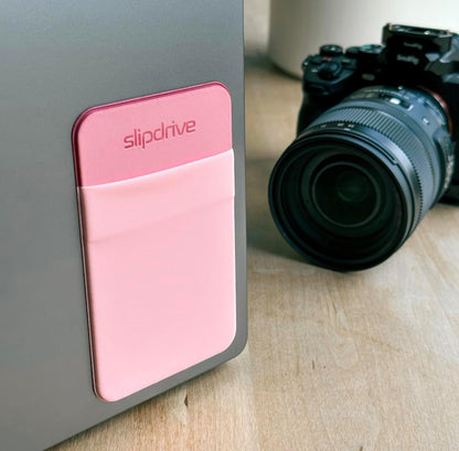 Portable Hard Drive Sleeve for Laptop - SSD Solid State Drive - Reusable Adhesive - 5” x 3.2” Stick on External Hard Drive Carrying Case - Travel Pocket Pouch (Small, Pink)