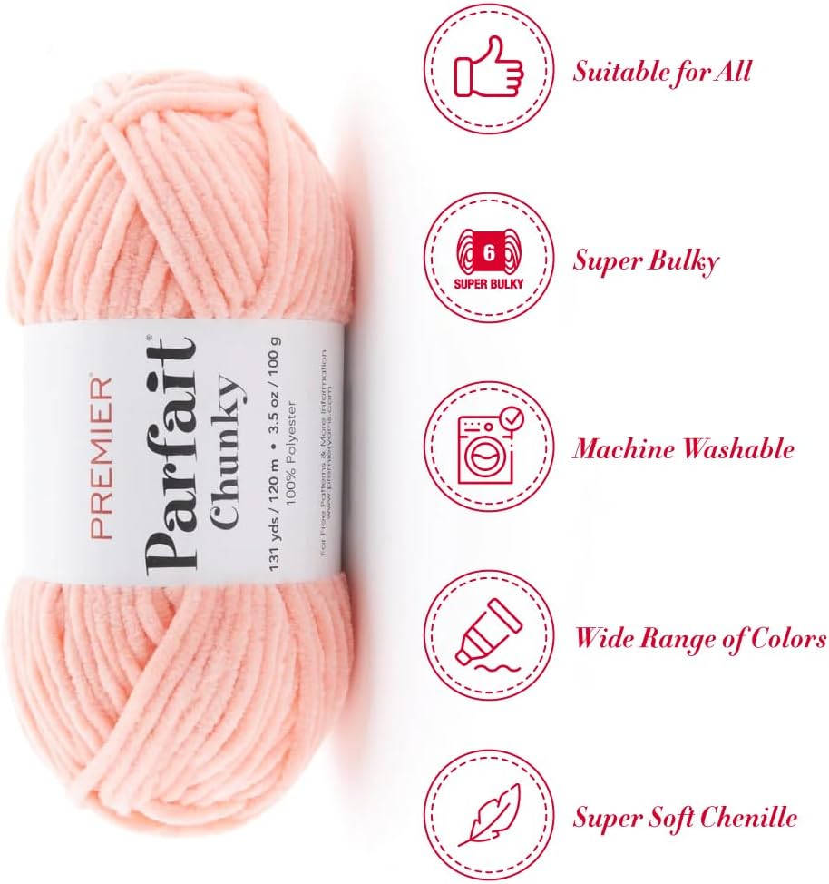 Yarns Parfait Chunky, Peach, Bulky Weight, 3.5 oz, 131 Yards