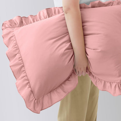 Ruffled Pillow Cases, Pink, Standard 20"x26", Set of 2