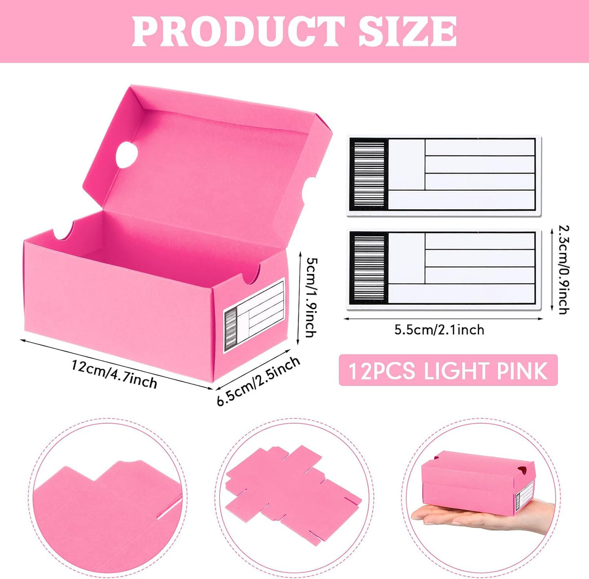 12 Set Mini Sneaker Shoe Gift Boxes, Light Pink, 4.7 x 2.5 x 2