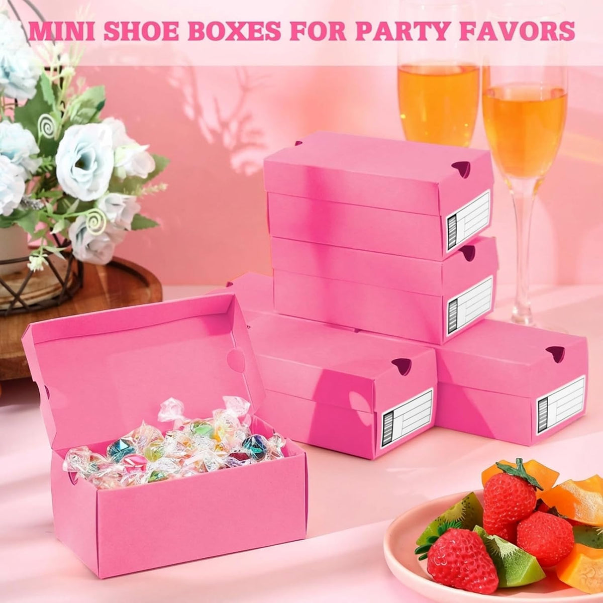 12 Set Mini Sneaker Shoe Gift Boxes, Light Pink, 4.7 x 2.5 x 2