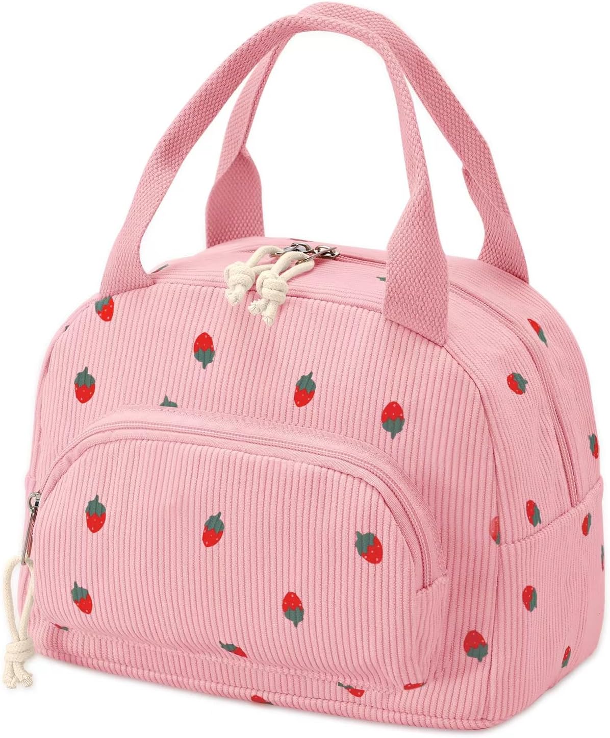 Lunch Bag Women Lunch Box for Women Adult Cute Insulated Lunch Bag Small Cooler Lunch Tote Bags for Work Picnic Travel (Pink-Strawberry)