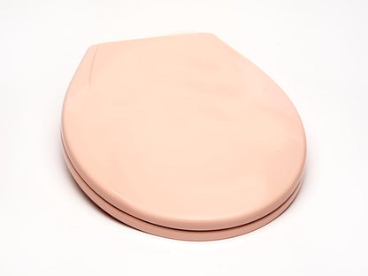 2Q1R6-20 Builder Grade Slow Close Plastic Toilet Seat with Vari-Adjust Lok-Down R'N'C Hinge and Quik-Lok Mounting Hardware, Round, Venetian Pink