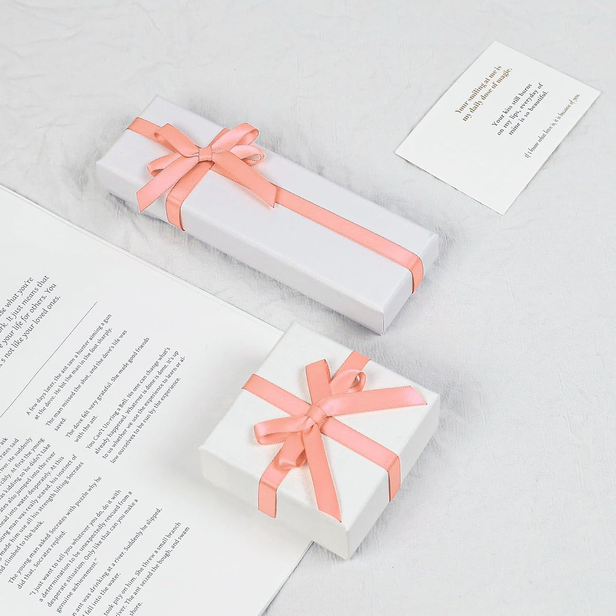 Peach Satin Ribbon, Double Faced 3/8 Inch X 50 Yards Peach Ribbon, Premium Satin Ribbon for Gift Wrapping, Crafts, Hair Bow Making, Sewing, Flower Bouquet, Wedding Party Decor
