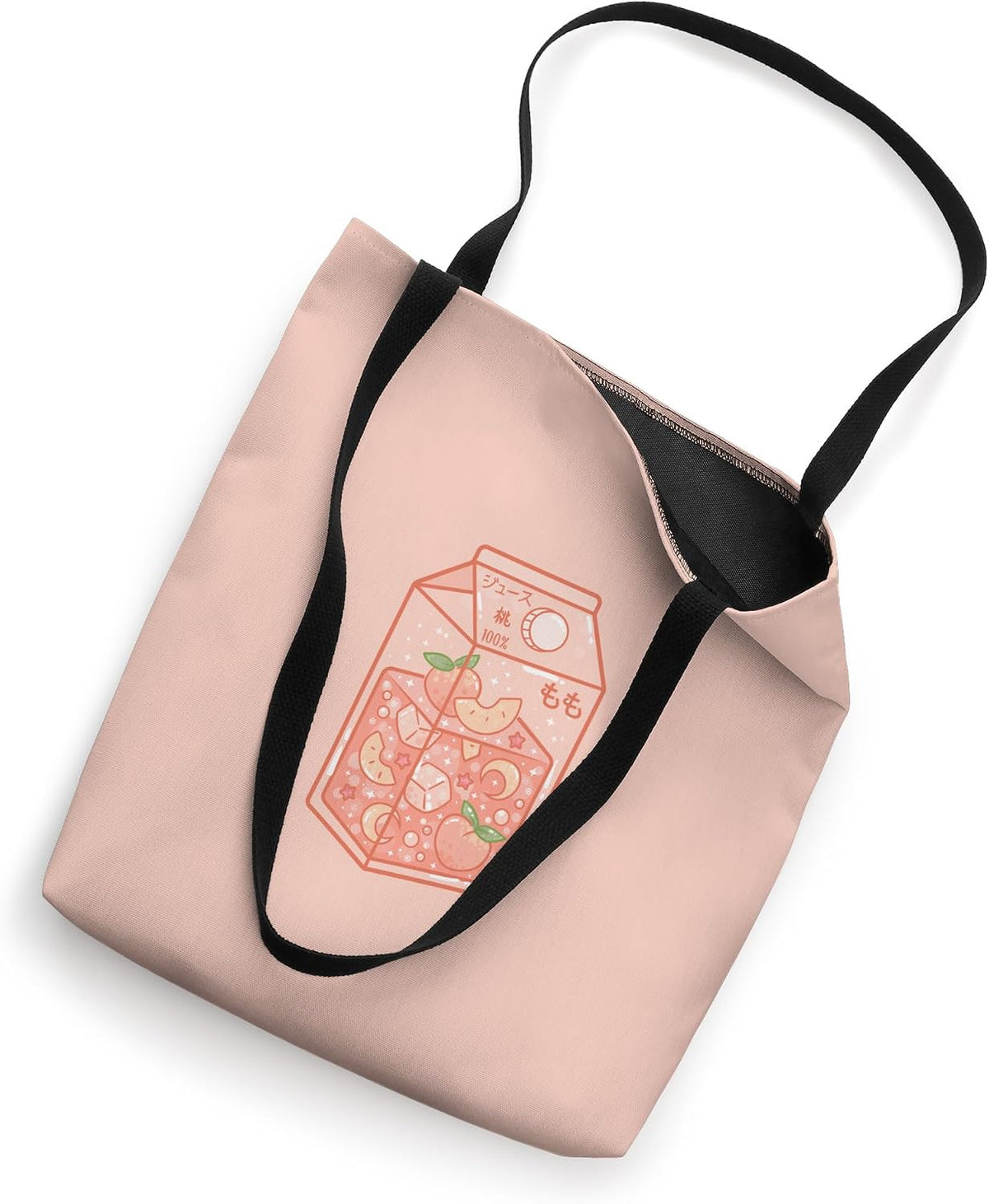 Cute Peach Juice Box, Japanese Aesthetic Style Pink Harajuku Tote Bag