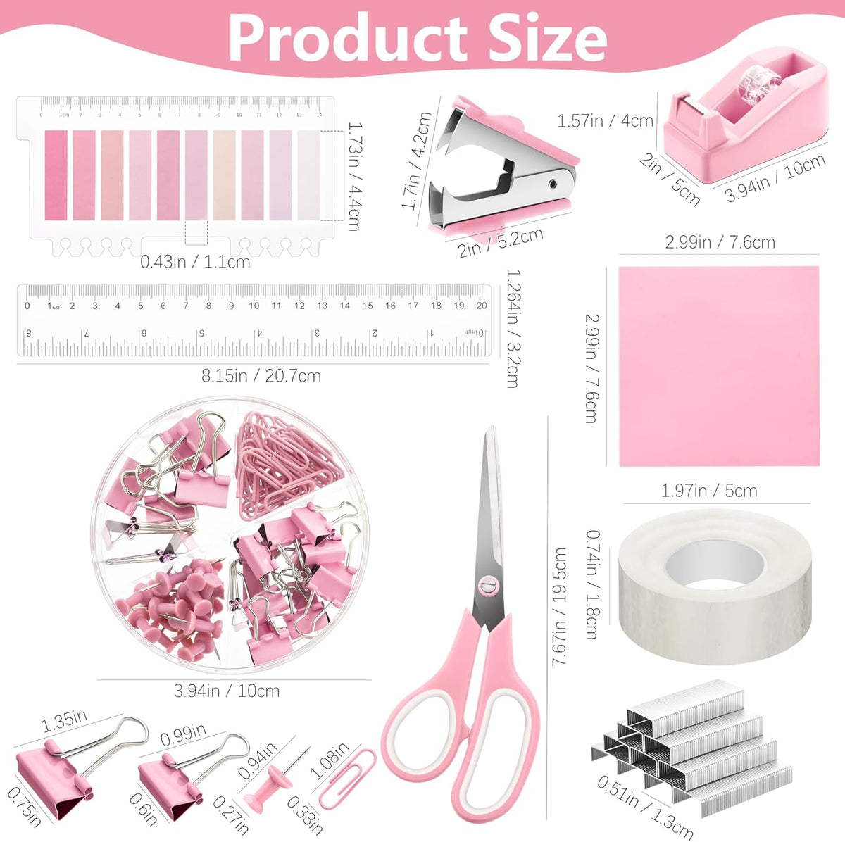 11 Pcs Pink Office Supplies Set Mesh Desk Organizer Accessories Kit