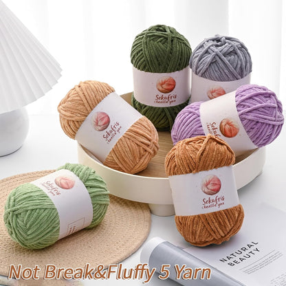 Chenille Yarn for Crocheting, Size 5 Bulky,3 Pink