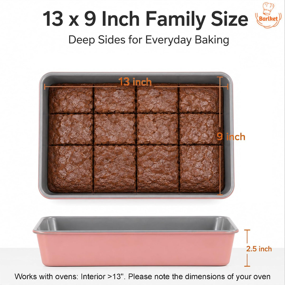 9x13 Baking Pan 2 Pack, Heavy Duty 2.5" Deep Lasagna Pan Nonstick