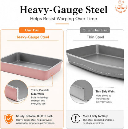 9x13 Baking Pan 2 Pack, Heavy Duty 2.5" Deep Lasagna Pan Nonstick