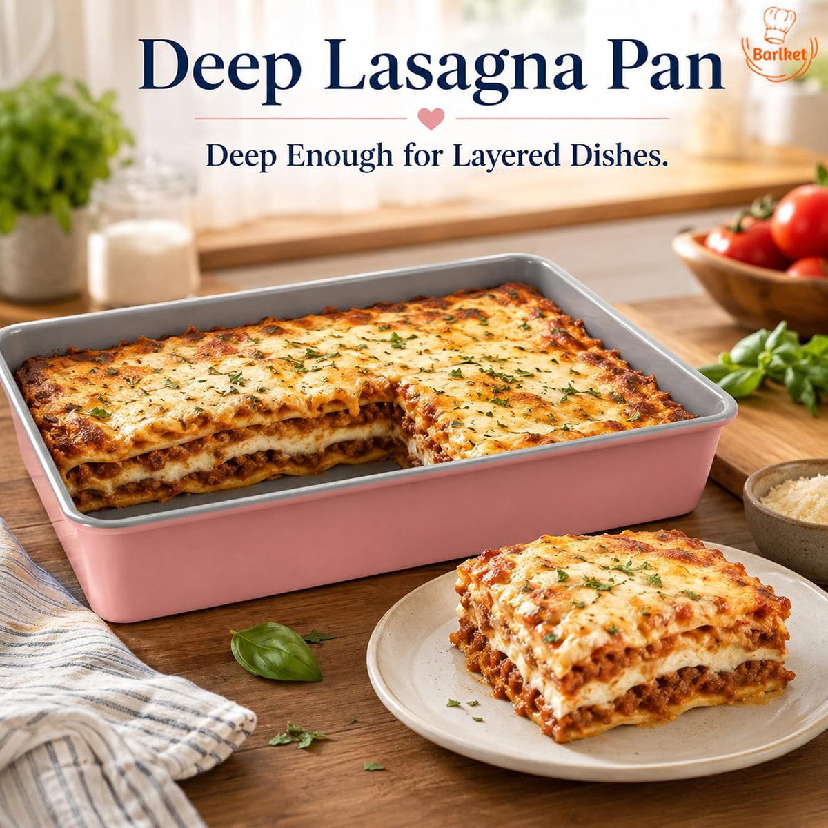 9x13 Baking Pan 2 Pack, Heavy Duty 2.5" Deep Lasagna Pan Nonstick