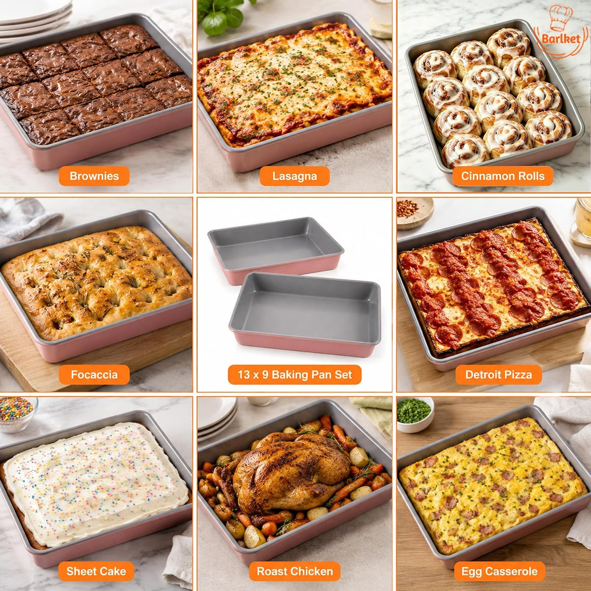9x13 Baking Pan 2 Pack, Heavy Duty 2.5" Deep Lasagna Pan Nonstick