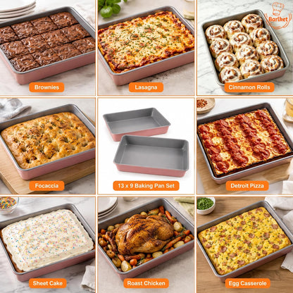 9x13 Baking Pan 2 Pack, Heavy Duty 2.5" Deep Lasagna Pan Nonstick