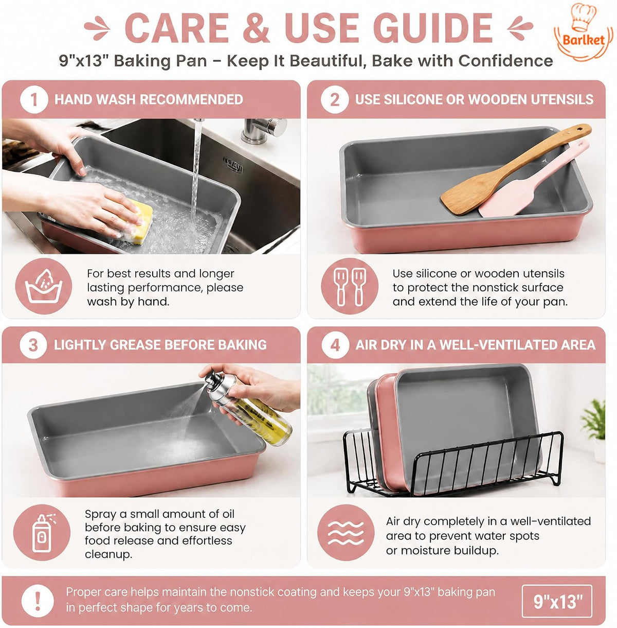 9x13 Baking Pan 2 Pack, Heavy Duty 2.5" Deep Lasagna Pan Nonstick
