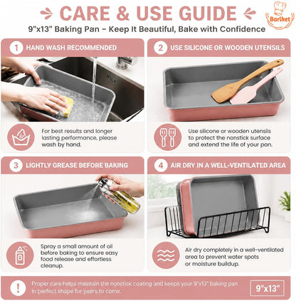 9x13 Baking Pan 2 Pack, Heavy Duty 2.5" Deep Lasagna Pan Nonstick