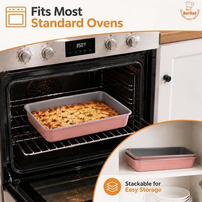 9x13 Baking Pan 2 Pack, Heavy Duty 2.5" Deep Lasagna Pan Nonstick