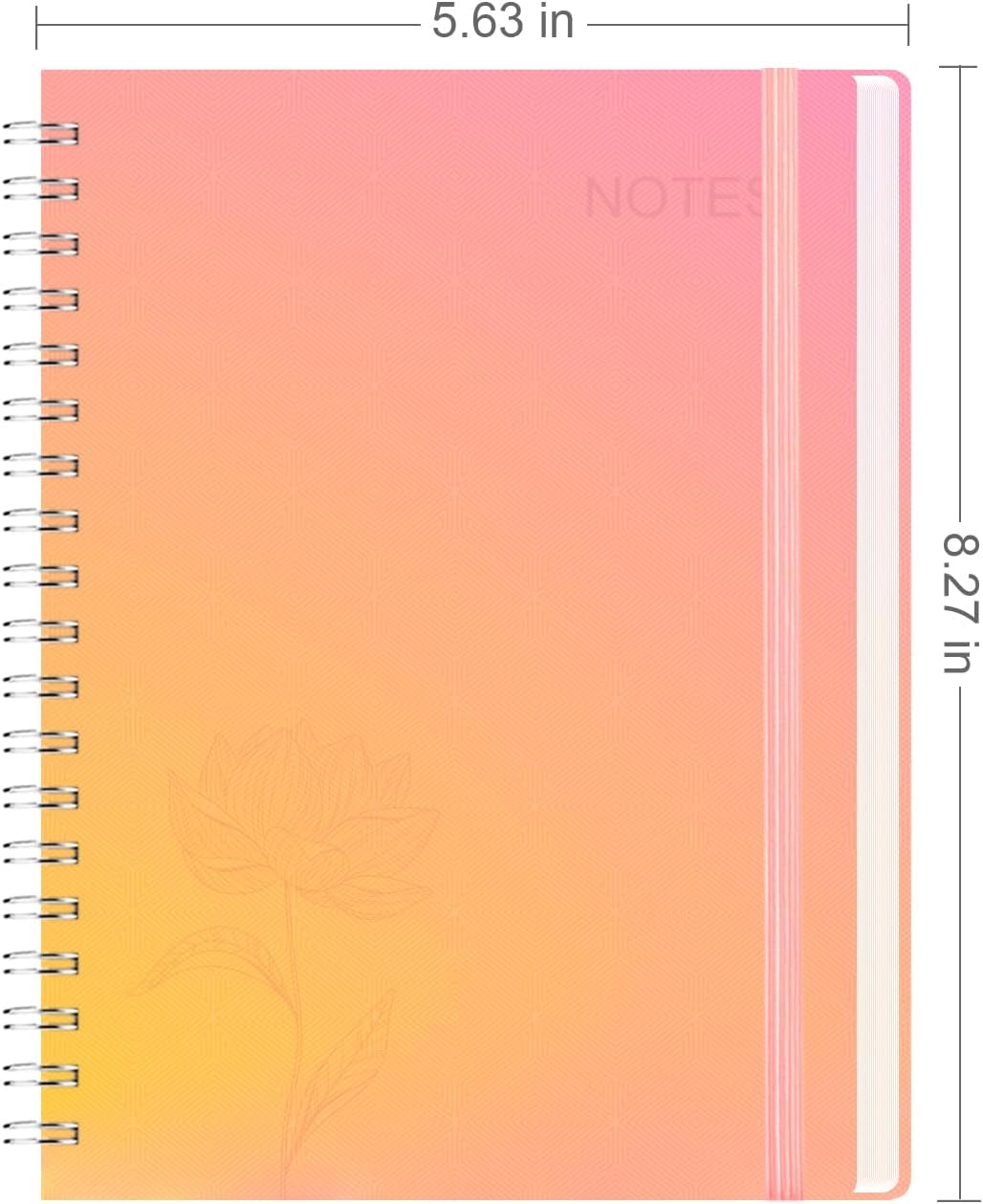 Spiral Notebook, 140 Pages, 5.63 x 8.27 inches, 120 GSM Premium Paper, Pink-Yellow Gradient Cover with Back Pocket