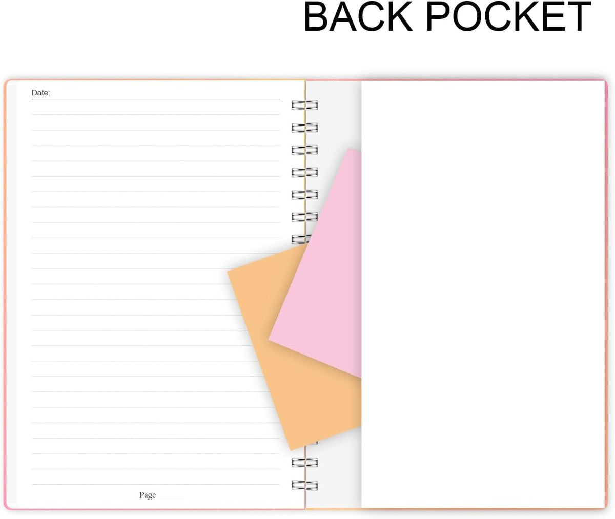 Spiral Notebook, 140 Pages, 5.63 x 8.27 inches, 120 GSM Premium Paper, Pink-Yellow Gradient Cover with Back Pocket