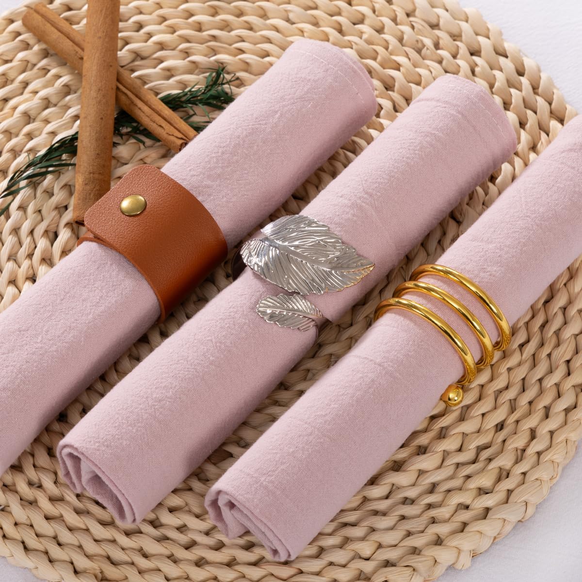 LINXTAR Cloth Napkins Dusty Pink Cotton Napkins Set of 4 17"x17" Washable Reusable Cotton Napkins for Fall Autumn Wedding Party Banquet Baby Shower Home Dining Table Decor