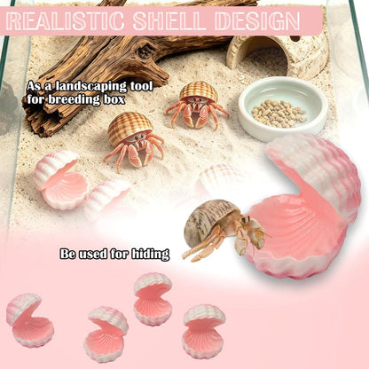 4 Pcs Tarantula Hide Terrarium Landscaping Resin Crab Simulated Shell Hideout Decoration for Spider Hermit Crab Tarantula Small Insect