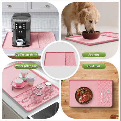 Silicone Coffee Mat with Raised Edges 19" x 12" – Waterproof Countertop Mat, Coffee Maker Pad, Espresso Machine Mat, Heat Resistant Dish Drying Mat