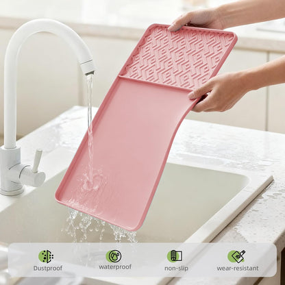 Silicone Coffee Mat with Raised Edges 19" x 12" – Waterproof Countertop Mat, Coffee Maker Pad, Espresso Machine Mat, Heat Resistant Dish Drying Mat