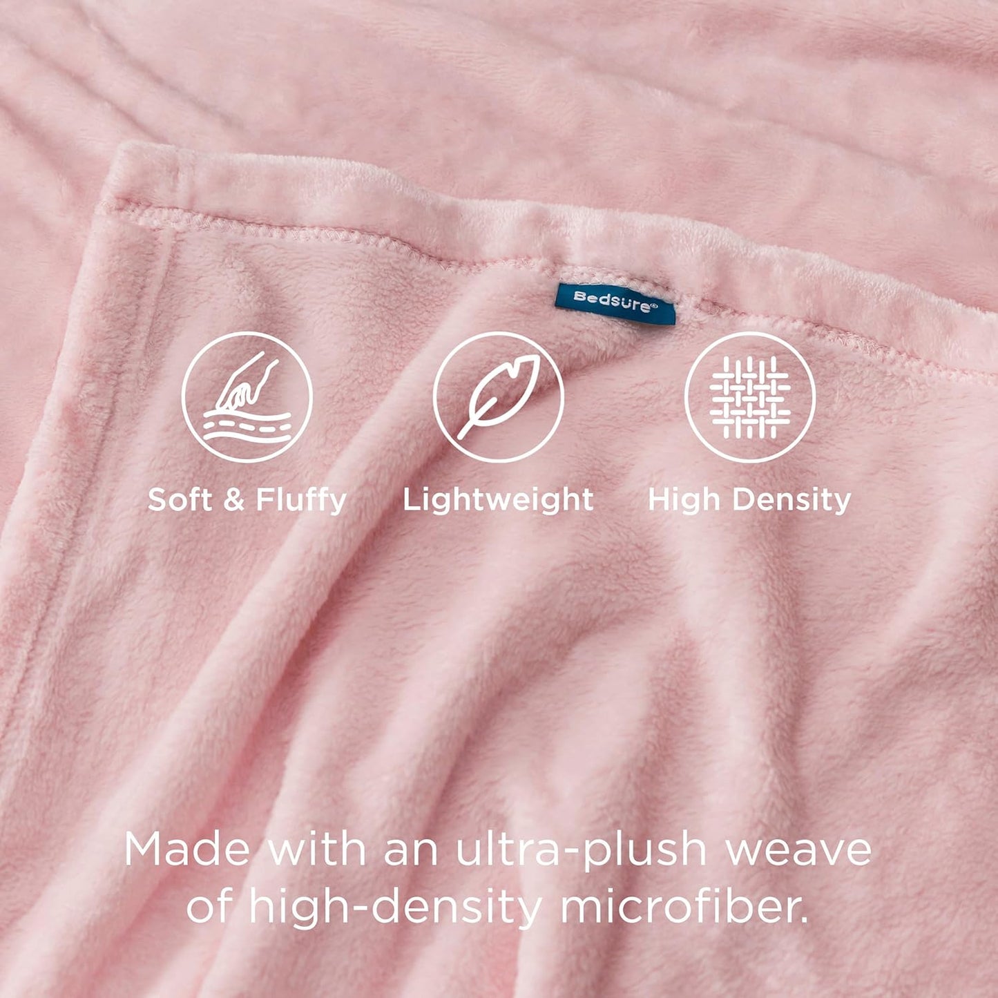 Bedsure GentleSoft Pink Fleece Blanket - 300GSM Soft Lightweight Plush Cozy Blankets for Bed, Sofa, Couch, Travel, Camping, 50x70 inches