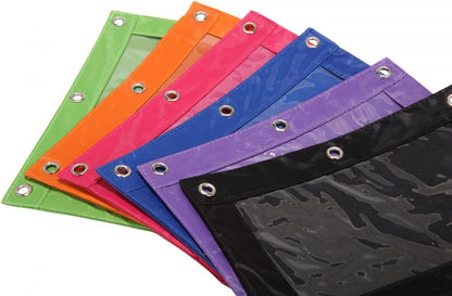 3-Ring Pen Pencil Pouch with Clear Window Stationery Bag Binder Case Classroom Organizers Pink