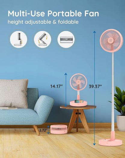 Portable Rechargeable Fan, 7200mAh Battery Operated Fan with Remote