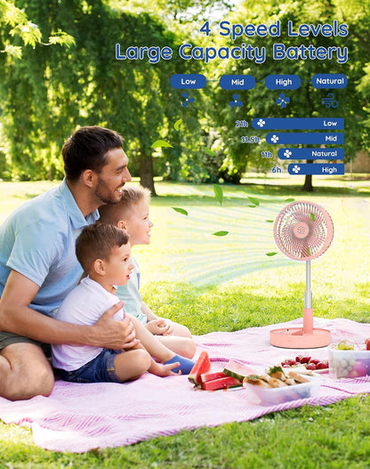 Portable Rechargeable Fan, 7200mAh Battery Operated Fan with Remote