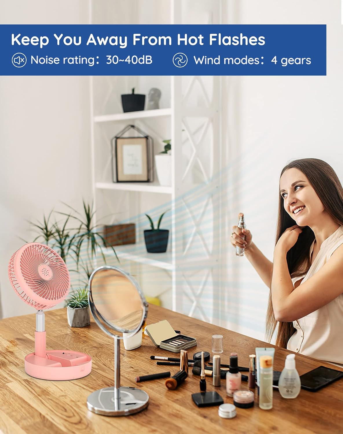 Portable Rechargeable Fan, 7200mAh Battery Operated Fan with Remote