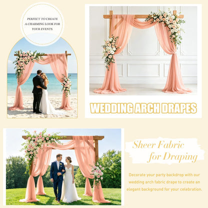 Wedding Arch Draping Fabric Peach Pink Chiffon Fabric Drapes 20FT 1 Panel Sheer Curtains Wedding Arch Backdrop for Party Ceiling Decorations Weddings Ceremony Drape Fabrics for Arbor Archs Decor