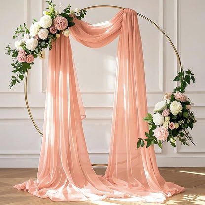 Wedding Arch Draping Fabric Peach Pink Chiffon Fabric Drapes 20FT 1 Panel Sheer Curtains Wedding Arch Backdrop for Party Ceiling Decorations Weddings Ceremony Drape Fabrics for Arbor Archs Decor
