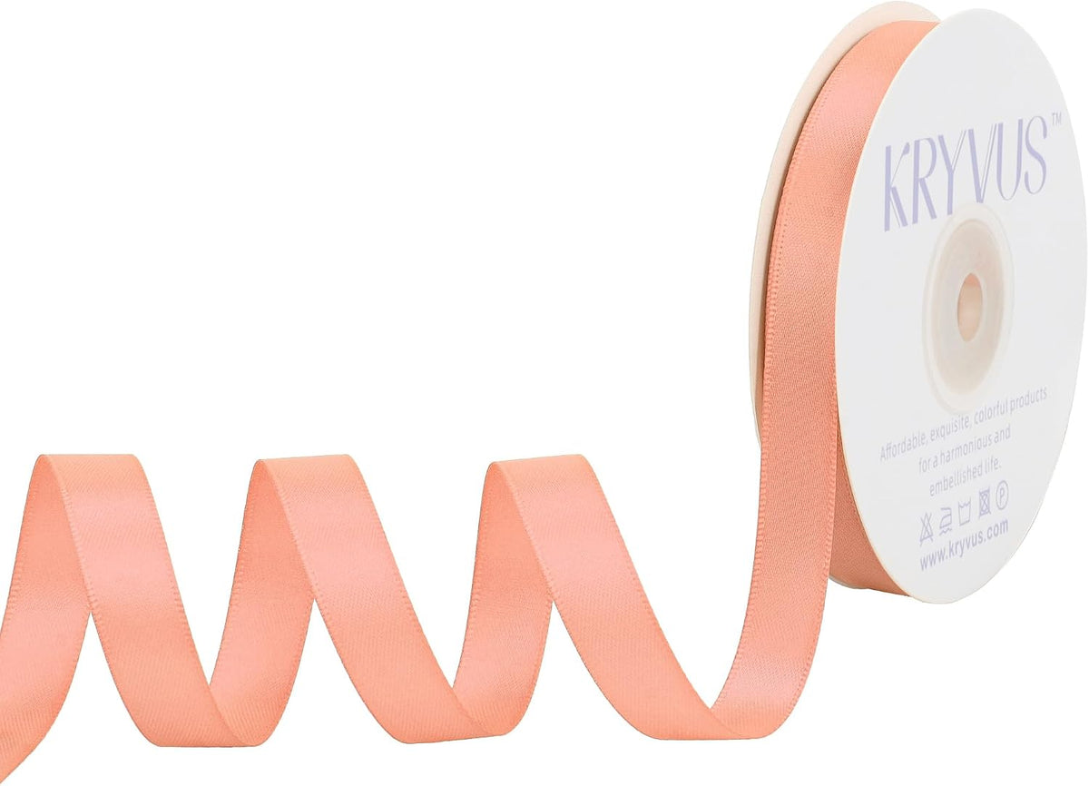 Peach Satin Ribbon, Double Faced 1/2 Inch X 25 Yards, Premium Polyester Satin Ribbon for Gift Wrapping, Crafts, Wedding Party Decor