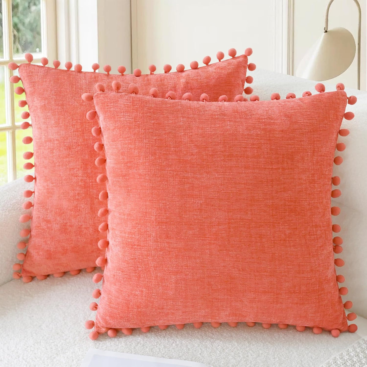 Decorative Couch Throw Pillow Covers 18 X 18 Inches Living Coral