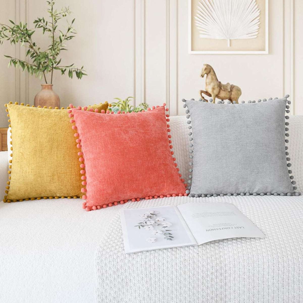 Decorative Couch Throw Pillow Covers 18 X 18 Inches Living Coral