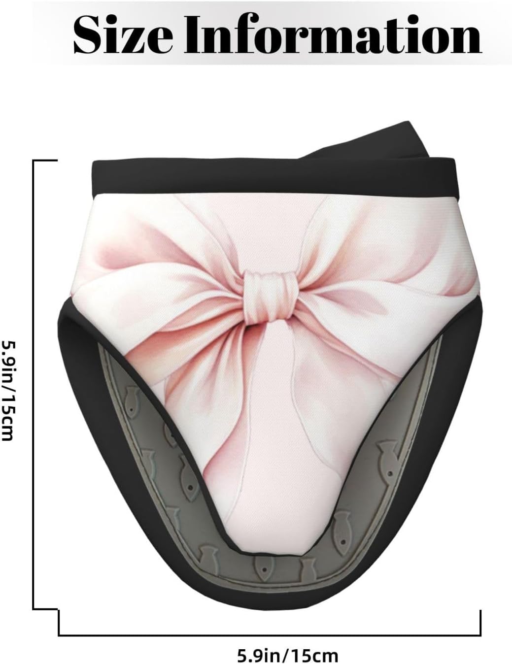 Light Pink Bow Mini Oven Mitts Non-Slip Silicone Grips Heat Resistant Kitchen Gloves for Cooking & Baking 5.9"x5.9"