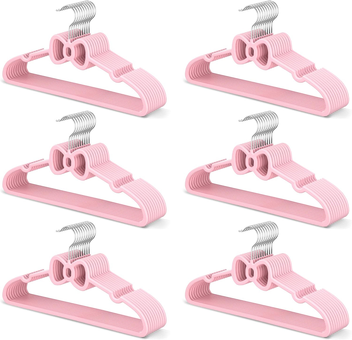 Pink 15.5 Inch 60 Pack Butterfly Bow Plastic Hangers