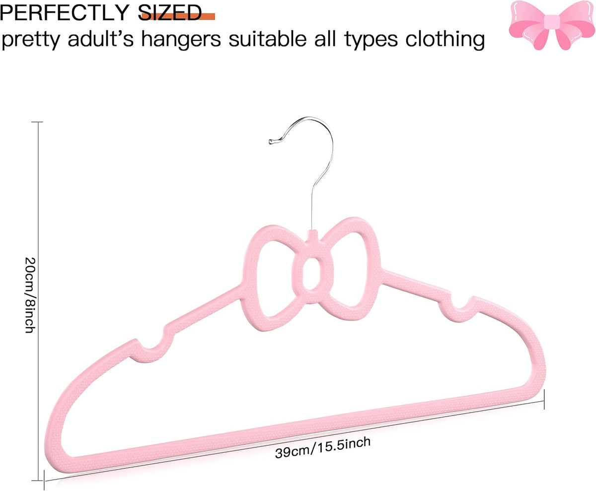 Pink 15.5 Inch 60 Pack Butterfly Bow Plastic Hangers