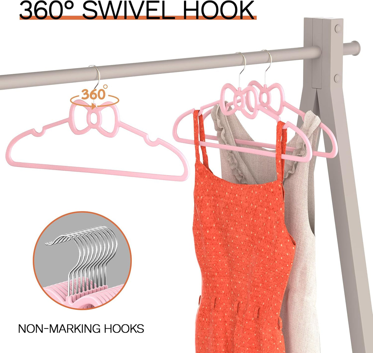 Pink 15.5 Inch 60 Pack Butterfly Bow Plastic Hangers