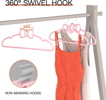 Pink 15.5 Inch 60 Pack Butterfly Bow Plastic Hangers