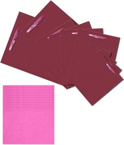 qiqee Peachy-Pink Gift Bags with Tissue Paper Mulit Assorted Sizes 10PCS Present Birthday Bags(2pcs Large 13", 4pcs Medium 9", 4pcs Small 6",Tissue Paper)