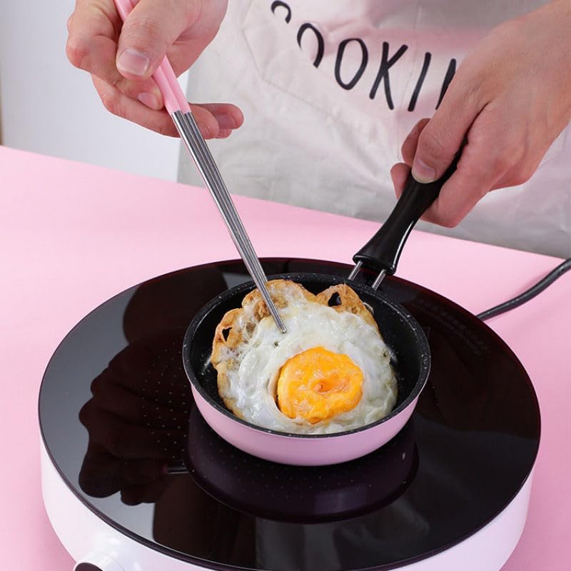 Pink Mini Cast Iron Skillet with Lid - 6 Inch Small Frying Pan for Eggs, Pancakes, Single Serving Cooking | Nonstick & Easy to Clean