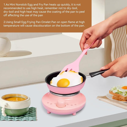Pink Mini Cast Iron Skillet with Lid - 6 Inch Small Frying Pan for Eggs, Pancakes, Single Serving Cooking | Nonstick & Easy to Clean