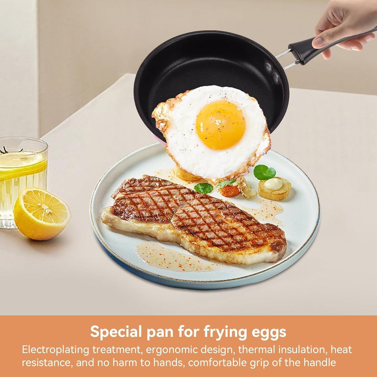Pink Mini Cast Iron Skillet with Lid - 6 Inch Small Frying Pan for Eggs, Pancakes, Single Serving Cooking | Nonstick & Easy to Clean