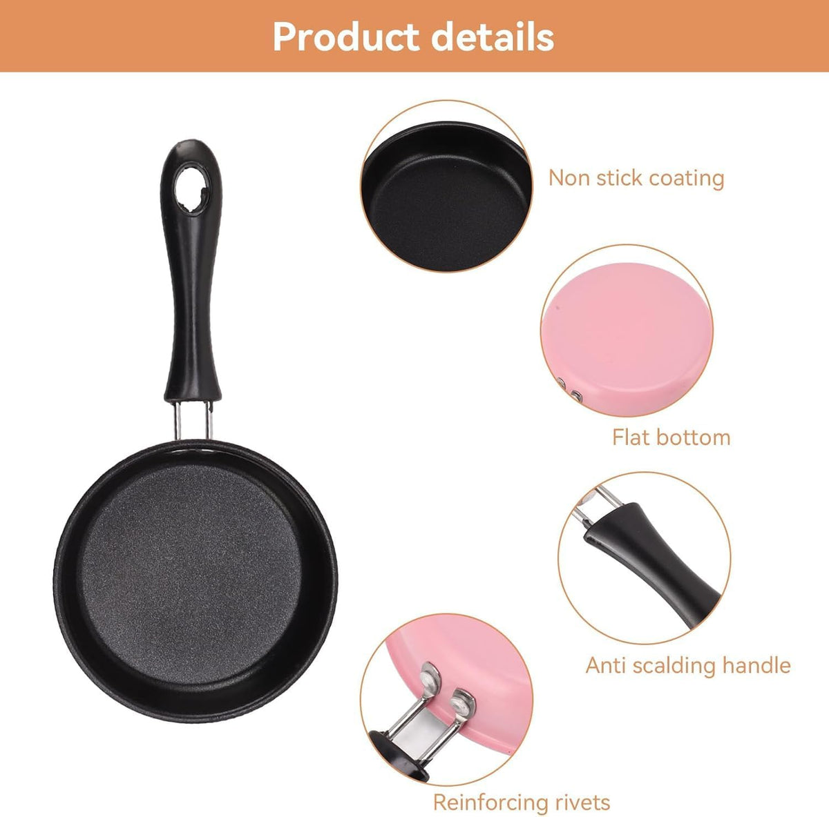 Pink Mini Cast Iron Skillet with Lid - 6 Inch Small Frying Pan for Eggs, Pancakes, Single Serving Cooking | Nonstick & Easy to Clean