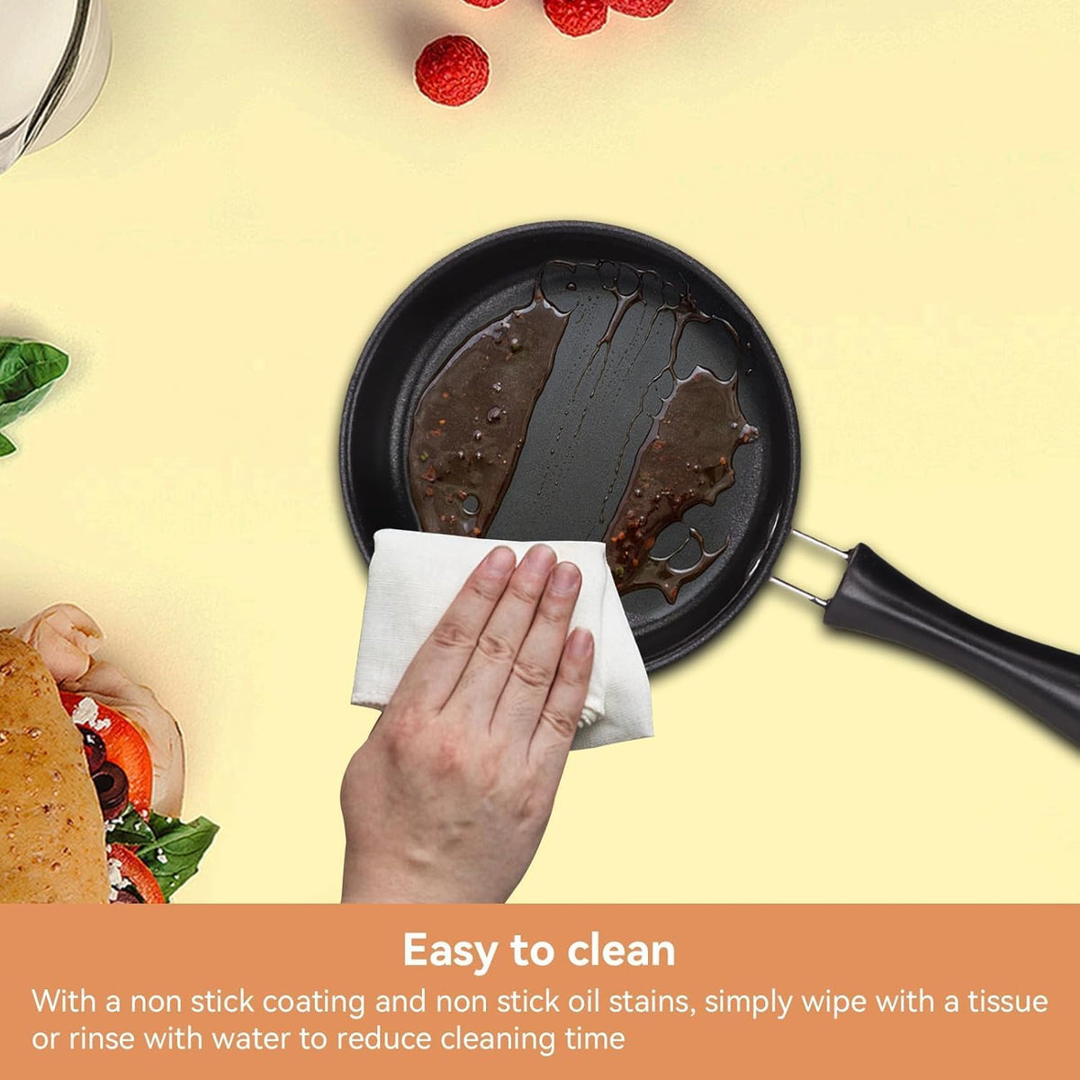 Pink Mini Cast Iron Skillet with Lid - 6 Inch Small Frying Pan for Eggs, Pancakes, Single Serving Cooking | Nonstick & Easy to Clean